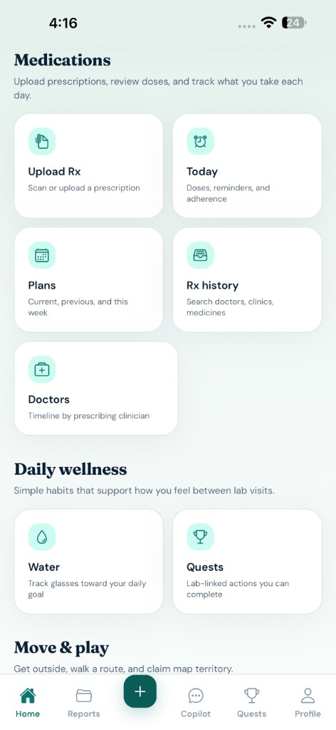 Explore medications and daily wellness cards